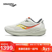 saucony 索康尼 勝利21專業(yè)緩震跑鞋男跑步鞋訓(xùn)練運(yùn)動(dòng)鞋灰黃(寬楦)43