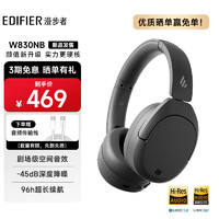 EDIFIER 漫步者 W830NB頭戴式主動降噪藍牙耳機 藍牙5.4 96小時超長續(xù)航 沉浸式空間音效 云影灰