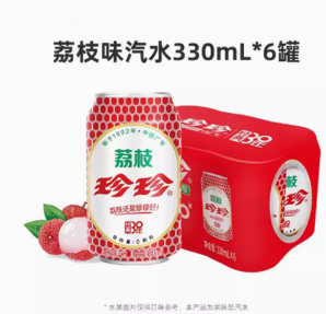 88VIP！珍珍 荔枝 果味型汽水 330ml*6聽