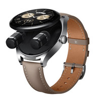 HUAWEI 華為 WATCH Buds 智能手表 47mm 銀色精鋼表殼 棕色真皮表帶（北斗、GPS、血氧）