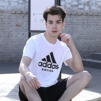 adidas 阿迪達(dá)斯 短袖男2023夏季戶外休閑運(yùn)動服跑步健身速干T恤 白/黑 L