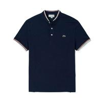 LACOSTE 拉科斯特 法國(guó)鱷魚(yú)男裝時(shí)尚拼色條紋短袖衫經(jīng)典立領(lǐng)短袖POLO衫男