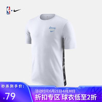 NIKE 耐克 湖人Courtside 男子夏季運動夏季T恤短袖上衣 白色 S