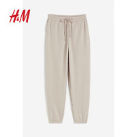 H&M HM 女裝2024春季休閑褲時尚高腰棉混紡純色休閑衛(wèi)褲0932722 米色086 155/64A