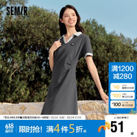 Semir 森馬 連衣裙女修身收腰設(shè)計(jì)感裙子夏101323114048 褐灰20845