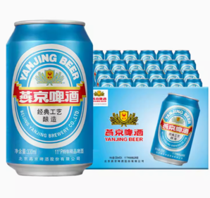 燕京啤酒 11度藍聽清爽黃啤酒330ml*24聽 