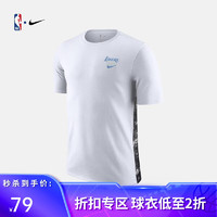 NIKE 耐克 湖人隊Courtside 男子夏季運動休閑T恤短袖 NBA-耐克上衣CT9386 白色 M