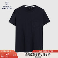 Brooks Brothers BrooksBrothers）男士春秋休閑圓領(lǐng)薄款棉質(zhì)短袖T恤 4004-藏青色 S