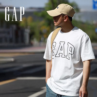 Gap 蓋璞 男士撞色logo圓領(lǐng)短袖T恤 544465 白色  L