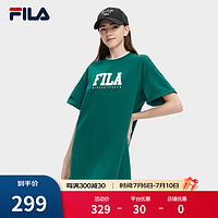 FILA 斐樂 官方女子連衣裙新款多彩時(shí)尚休閑針織連衣裙 貓眼石綠-TQ