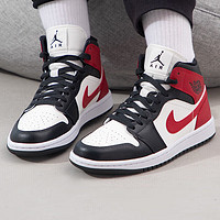 NIKE 耐克 女鞋2024春季新款A(yù)ir Jordan 1 Mid AJ1黑紅復(fù)古中幫籃球鞋BQ6472 BQ6472-160 36