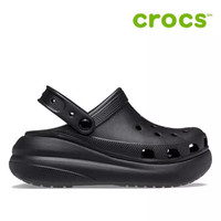 crocs 卡駱馳 中性厚底包頭沙灘鞋泡芙洞洞鞋涼拖鞋黑色207521-001