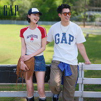 Gap 蓋璞 女裝24夏季logo撞色插肩袖短袖T恤465242