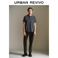 URBAN REVIVO UR2024夏季新款男裝輕商務(wù)基礎(chǔ)純色通勤Polo領(lǐng)短袖T恤UMB440004 淺灰 XL