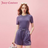 Juicy Couture 橘滋 女士紫夜永恒Logo刺繡短褲 620424SS5000V080