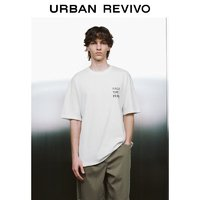 URBAN REVIVO UR2024夏季新款男裝基礎(chǔ)休閑字母印花棉質(zhì)短袖