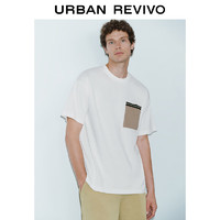 URBAN REVIVO UR2024夏季新款男裝時(shí)尚休閑簡(jiǎn)約撞色口袋短袖T恤UMF440123 本白 XS