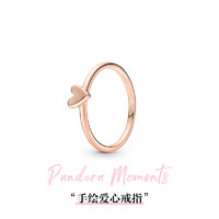 PANDORA 潘多拉 手繪愛心戒指玫瑰金色 180092C00