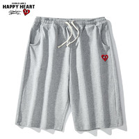 CHARLES JANG'S HAPPY HEART 查爾斯桃心 休閑短褲男愛心logo刺繡夏季男款運動籃球中褲男士直筒百搭五分褲