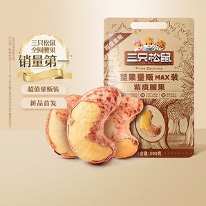 三只松鼠量販裝紫皮腰果500g_特大堅(jiān)果健康零食A320xsms