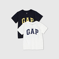 Gap 蓋璞 兒童純棉字母logo短袖 黑白組合