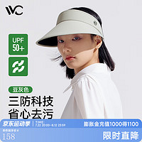 VVC 遮陽帽女長帽檐防紫外線防曬帽純色太陽帽戶外沙灘空頂帽子 豆灰色