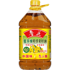 魯花低芥酸特香菜籽油5L物理壓榨食用油