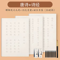 金枝葉 小楷毛筆臨摹字帖 唐詩+詩經(jīng) 共40張 送毛筆+墨囊+書簽