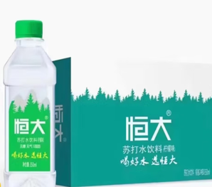 恒大冰泉 蘇打水原味無(wú)糖無(wú)汽弱堿性水  檸檬味 350ml*24瓶