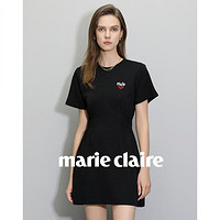 Marie Claire 嘉人 女士刺繡收腰顯瘦短袖裙