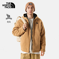 THE NORTH FACE 北面 抓絨衣男戶外保暖雙面穿外套7QT7 黃色/KOM L