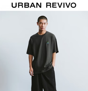 URBAN REVIVO 2024夏季 撞色圖案寬松短袖T恤