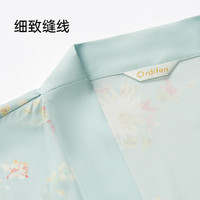 Ordifen 歐迪芬 家居服女士印花冰雪絲輕奢V領(lǐng)吊帶睡袍兩件套 XH4602