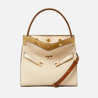 七夕好禮！TORY BURCH 湯麗柏琦 Lee Radziwill 小號麂皮拼皮雙層手袋
