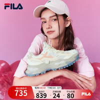 FILA 斐樂 FUSION斐樂潮牌女鞋BIANCO厚底潮鞋2024夏硬糖鞋跑步鞋 香草冰白/珍珠粉-VA 38