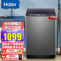 Haier 海爾 大神童波輪洗衣機10公斤全自動家用大容量灰色系小型桶自潔一鍵啟動洗脫