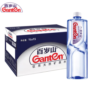 PLUS會員！Ganten 百歲山 景田 百歲山 飲用天然礦泉水1L*15瓶