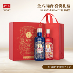 金六福 喜悅 50.8度兼香型白酒禮盒 500mL*2瓶 贈禮袋