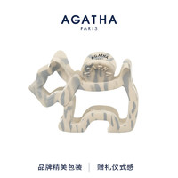 AGATHA 豹紋小狗發(fā)夾頭飾 白藍(lán)大發(fā)夾