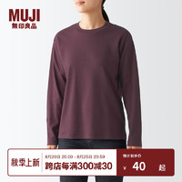 MUJI 無(wú)印良品 無(wú)印良品（MUJI）女式 雙羅紋編織 圓領(lǐng)長(zhǎng)袖T恤  BBC22A2A 酒紅色 XS (150/76A)斷碼只有這個(gè)碼