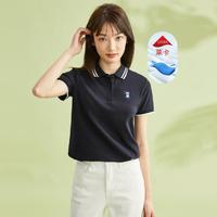 GIORDANO 佐丹奴 春夏款polo衫女熊貓刺繡針織彈力珠地布短袖POLO衫女款