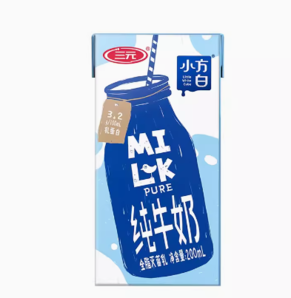 88VIP！SANYUAN 三元 小方白純牛奶200ml*24盒