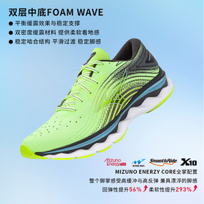 Mizuno 美津濃 WAVE SKY 6 男子緩震慢跑鞋 J1GC220205