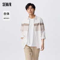 Semir 森馬 撞色拼接條紋襯衫 10-1323119106-1