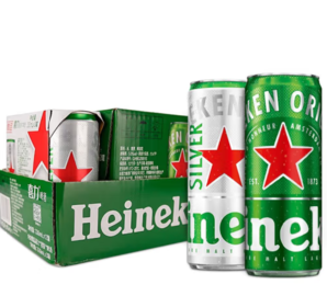 Heineken 喜力 啤酒330ml*15纖體聽裝 組合裝（經(jīng)典12聽+星銀3聽）