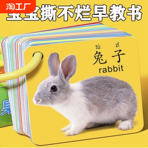 動物卡片早教啟蒙書認知卡片嬰幼兒寶寶兒童益智識字看圖識物玩具