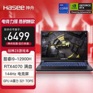 Hasee 神舟 戰(zhàn)神Z8 15.6英寸游戲本筆記本電腦(i9-12900H RTX4070 16GB 512GB SSD))