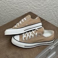 CONVERSE 匡威 1970S三星標經(jīng)典淺棕沙色男女低幫純色系帶帆布鞋A10275c