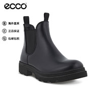 ecco爱步粗跟烟筒靴套脚切尔西女靴21470301001黑色