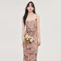 尔给女士碎花修身连衣裙QZ2396粉色